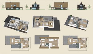 Esbi Huis Schuurwoning riet gedekt 3D impressies en plattegronden