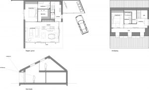 plattegronden doorsnede - schuurwoning met een twist
