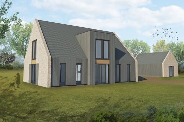 Moderne monolithische schuurwoning van Rose en de Bie impressie 3D