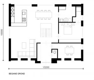 Moderne schuurwoning van Rose en de Bie plattegrond BG