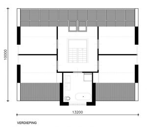 Moderne schuurwoning van Rose en de Bie plattegrond Verdieping