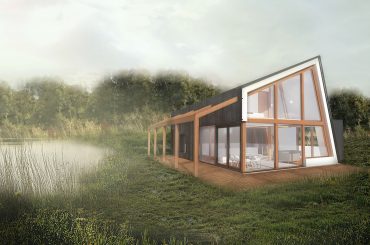 Schuurwoning met asymmetrische kap van Finnhouse Houtbouw header