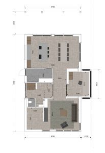 Moderne schuurwoning met mooie glaspartij plattegrond BG