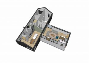 patio schuurwoning bovenaanzicht