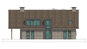 Schuurwoning met rieten dak van Brummelhuis zijaanzicht steen